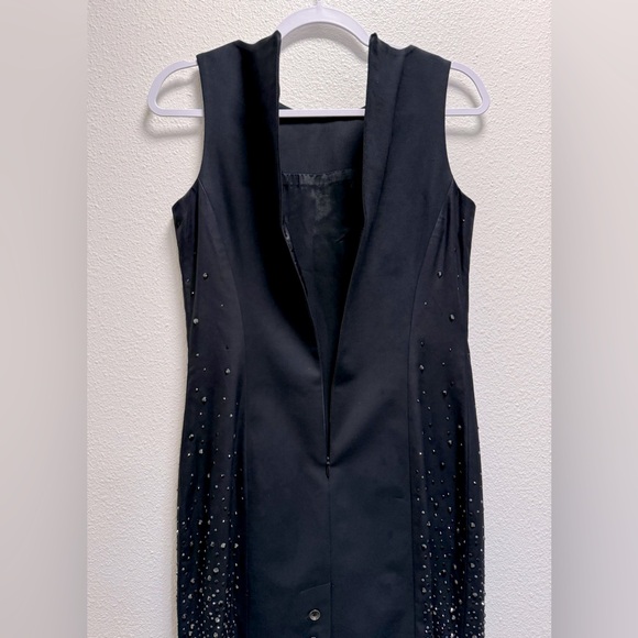 Rag & Bone Midi Dress Black Rhinestone Accents Back Zipper Stretch Black Size 6 - Picture 8 of 11